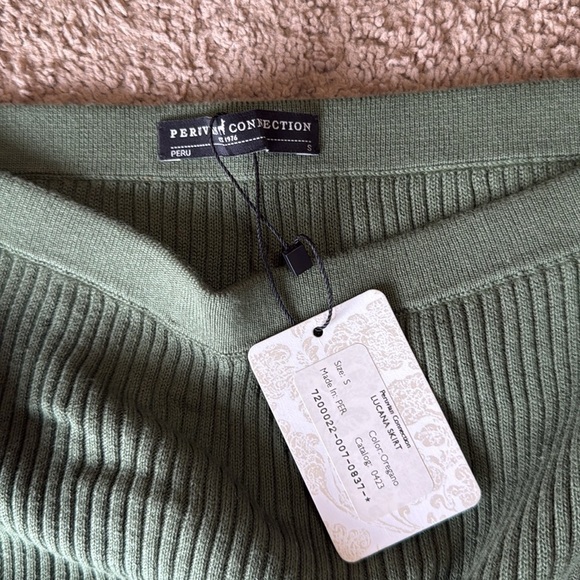NWT Peruvian Connection Lucana Ribbed Cotton Midi Skirt in Oregano Green - Picture 7 of 10